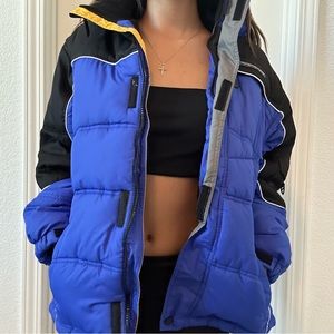 Blue and Black Puffer Jacket